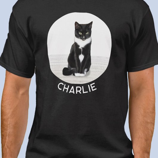 カスタマイズ可能な猫の写真入りネームタグ Tシャツ