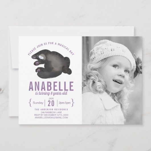 カスタマイズ可能な猫をテーマにした写真誕生日招待状 招待状 (正面)