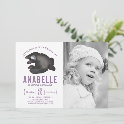 カスタマイズ可能な猫をテーマにした写真誕生日招待状 招待状 (スタンド正面)