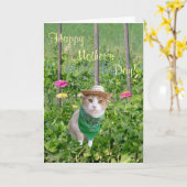 カスタマイズ可能な猫好きの母の日の庭師 カード (黄色い花)