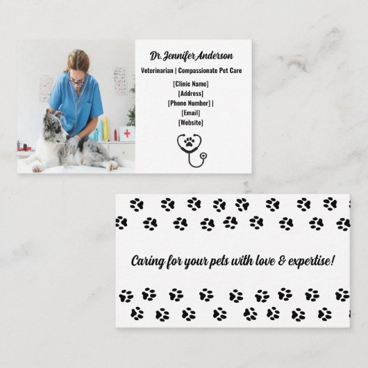 カスタマイズ可能な獣医の名刺 名刺 (正面/裏面)