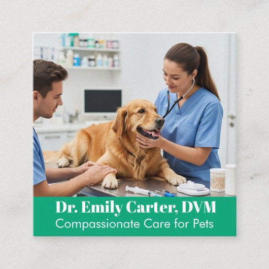 カスタマイズ可能な獣医の名刺 – QRコード スクエア名刺 (正面)