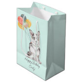 カスタマイズ可能な甘いコルギ誕生日バルーン ミディアムペーパーバッグ (正面アングル)