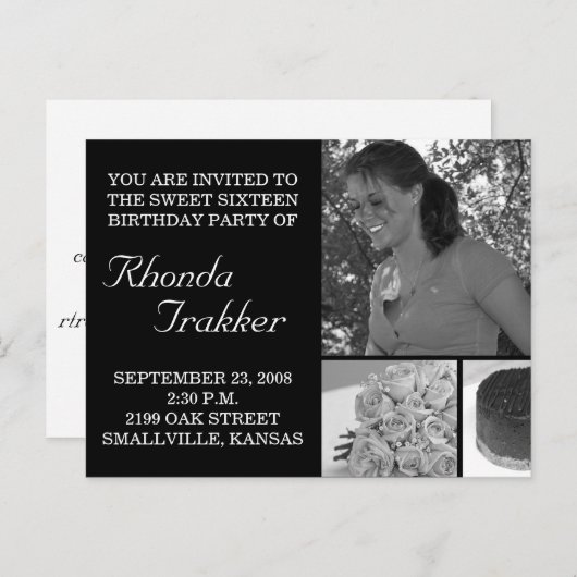 カスタマイズ可能な甘い16 16カード招待状 インビテーションポストカード (正面/裏面)