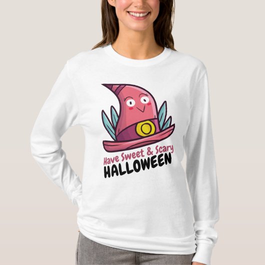 カスタマイズ可能な甘くて怖いハロウィーン Tシャツ (正面)