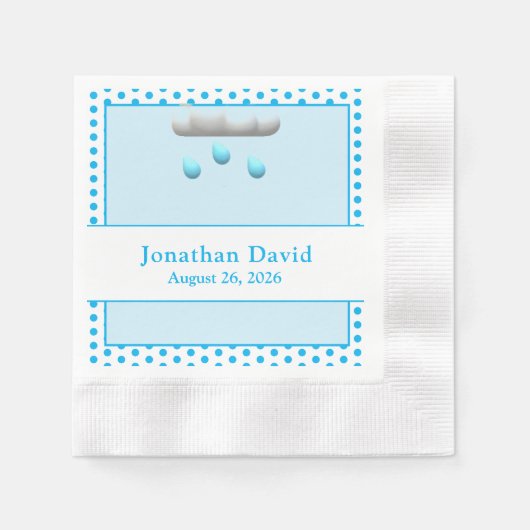 カスタマイズ可能な男の子シャワー 縁ありカクテルナプキン (正面)