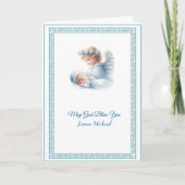 カスタマイズ可能な男の赤ちゃんバプテスマと天使 カード (正面)