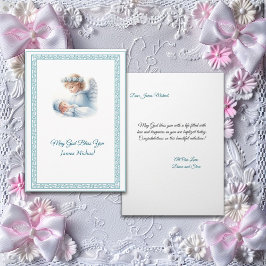 カスタマイズ可能な男の赤ちゃんバプテスマと天使 カード