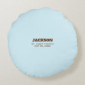 カスタマイズ可能な男の赤ちゃんバプテスムノアズアーク ラウンドクッション (裏面)
