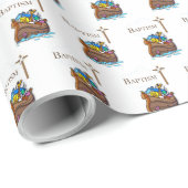 カスタマイズ可能な男の赤ちゃんバプテスムノアズアーク ラッピングペーパー (ロールコーナー)