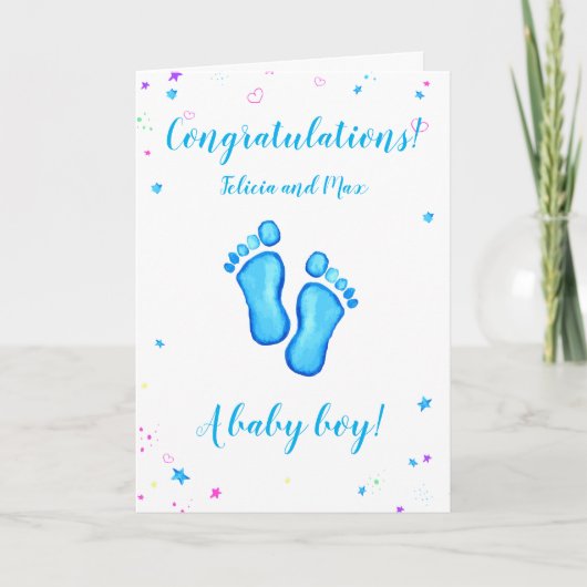 カスタマイズ可能な男の赤ちゃん名の確定 カード (正面)