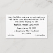 カスタマイズ可能な男の赤ちゃん誕生のお知らせ コーリングカード (裏面)