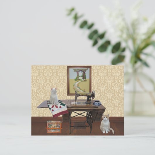 カスタマイズ可能な留め具およびキルター用はがき ポストカード (スタンド正面)