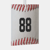 カスタマイズ可能な番号を持つ野球 ガラスオーナメント (正面右)