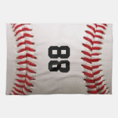 カスタマイズ可能な番号を持つ野球 キッチンタオル (横)