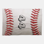 カスタマイズ可能な番号を持つ野球 キッチンタオル (横)