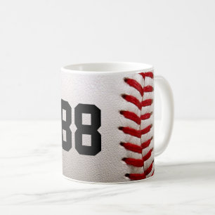 カスタマイズ可能な番号を持つ野球 コーヒーマグカップ