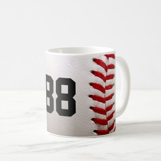 カスタマイズ可能な番号を持つ野球 コーヒーマグカップ (正面右)