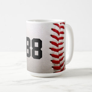 カスタマイズ可能な番号を持つ野球 コーヒーマグカップ