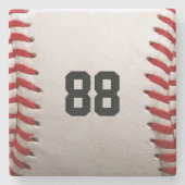 カスタマイズ可能な番号を持つ野球 ストーンコースター (正面)