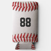 カスタマイズ可能な番号を持つ野球 スリム缶クーラー (正面)