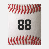 カスタマイズ可能な番号を持つ野球 フリースブランケット (正面)