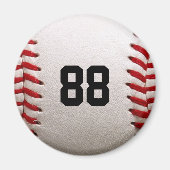 カスタマイズ可能な番号を持つ野球 マグネット (正面)