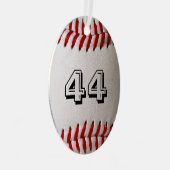 カスタマイズ可能な番号を持つ野球 メタルオーナメント (正面右)