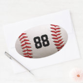 カスタマイズ可能な番号を持つ野球 楕円形シール (封筒)