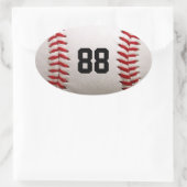 カスタマイズ可能な番号を持つ野球 楕円形シール (バッグ)