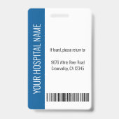 カスタマイズ可能な病院職員ロゴ＆写真ID バッジ (裏面)