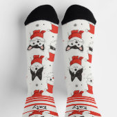 カスタマイズ可能な白いクリスマス猫 ソックス (上部)