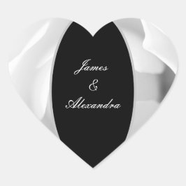 カスタマイズ可能な白いバラ | エレガントな花のデザイン ハートシール