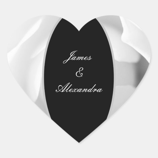 カスタマイズ可能な白いバラ | エレガントな花のデザイン ハートシール (正面)