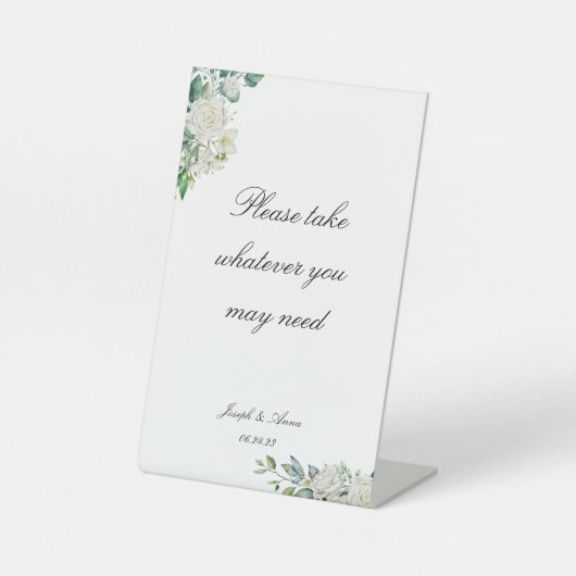 カスタマイズ可能な白いフローラバスルーム記号 台座サイン (正面)