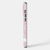 カスタマイズ可能な白いフローラピンクの花 iPhoneケース (左側面)