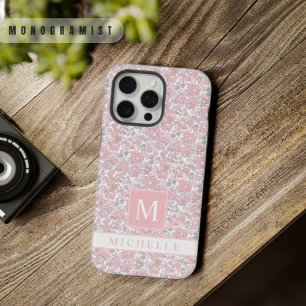 カスタマイズ可能な白いフローラピンクの花 iPhone 15 PRO MAXケース
