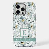 カスタマイズ可能な白いフローラ緑の花 iPhoneケース (裏面)