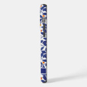 カスタマイズ可能な白いフローラ葉ブルーの花 iPhoneケース (左側面)