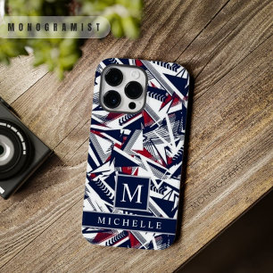カスタマイズ可能な白い灰色の濃い青の赤のジオメトリ Case-Mate iPhone 14 PRO MAXケース