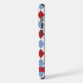 カスタマイズ可能な白い青の赤いパタアーガイルーン iPhoneケース (左側面)