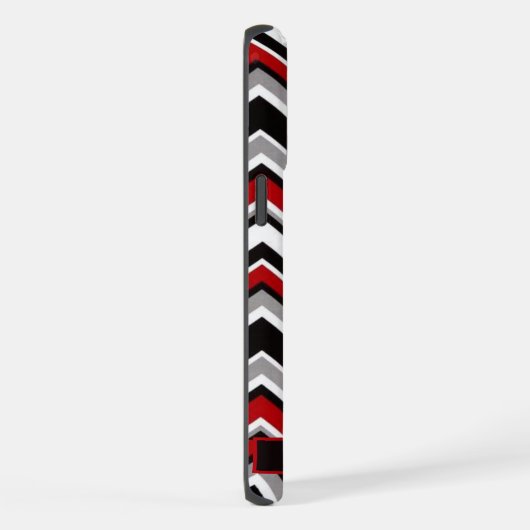 カスタマイズ可能な白い黒の赤いグレーのシェブロンパターン iPhoneケース (右側面)