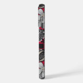 カスタマイズ可能な白い黒の赤いフローラの花 iPhoneケース (左側面)