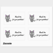 カスタマイズ可能な白お礼グレイ猫シール 長方形シール (シート)