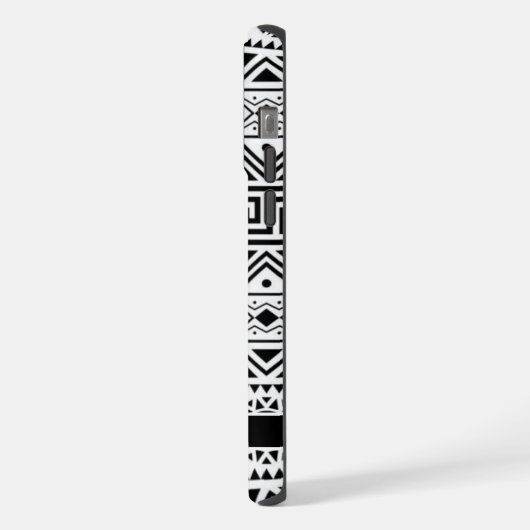 カスタマイズ可能な白と黒のパタアステカーン iPhoneケース (左側面)