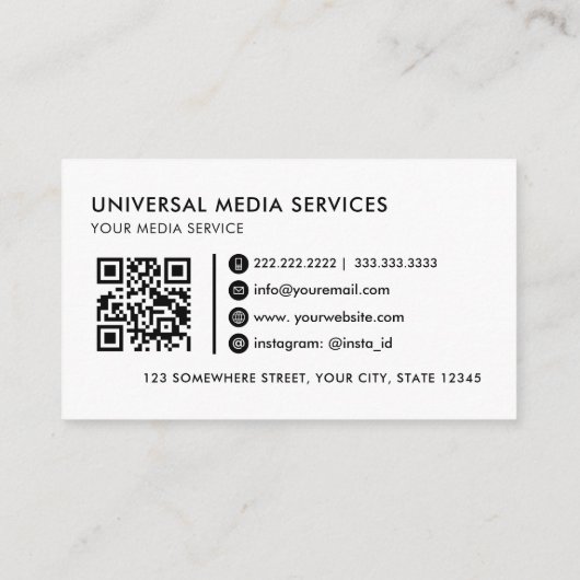 カスタマイズ可能な白と黒のプロフェッショナル 名刺 (裏面)