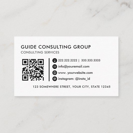 カスタマイズ可能な白と黒のプロフェッショナル 名刺 (裏面)