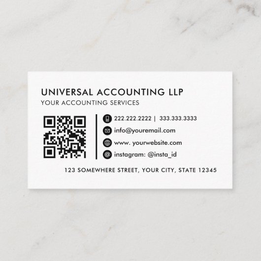 カスタマイズ可能な白と黒のプロフェッショナル 名刺 (裏面)