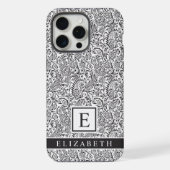 カスタマイズ可能な白と黒のペイズリー柄 iPhoneケース (裏面)