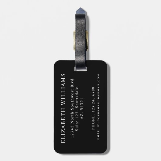 カスタマイズ可能な白と黒の水玉模様 ラゲッジタグ (裏面縦)